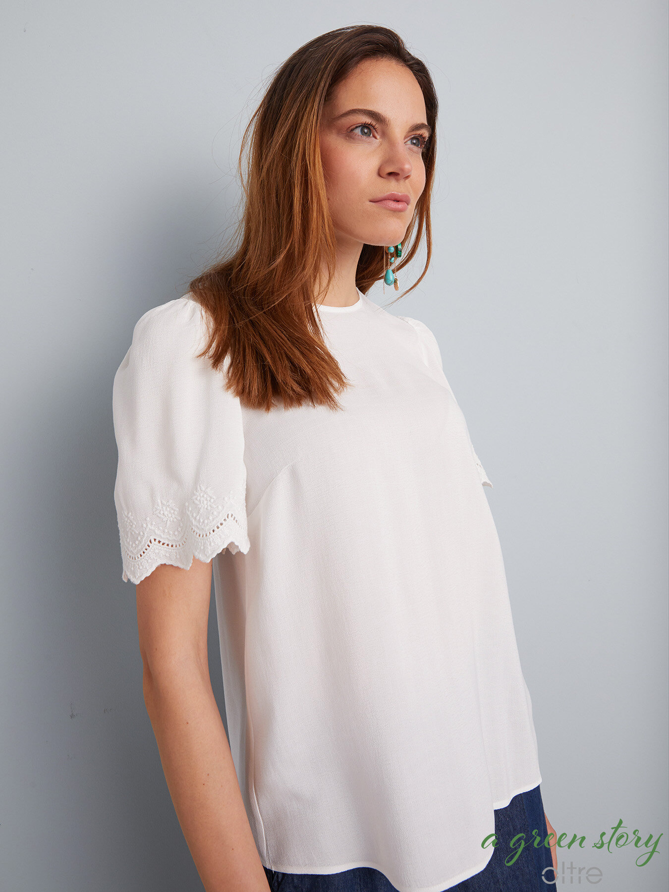 Bluse aus Bio-Viskose mit Stickereien image number 0