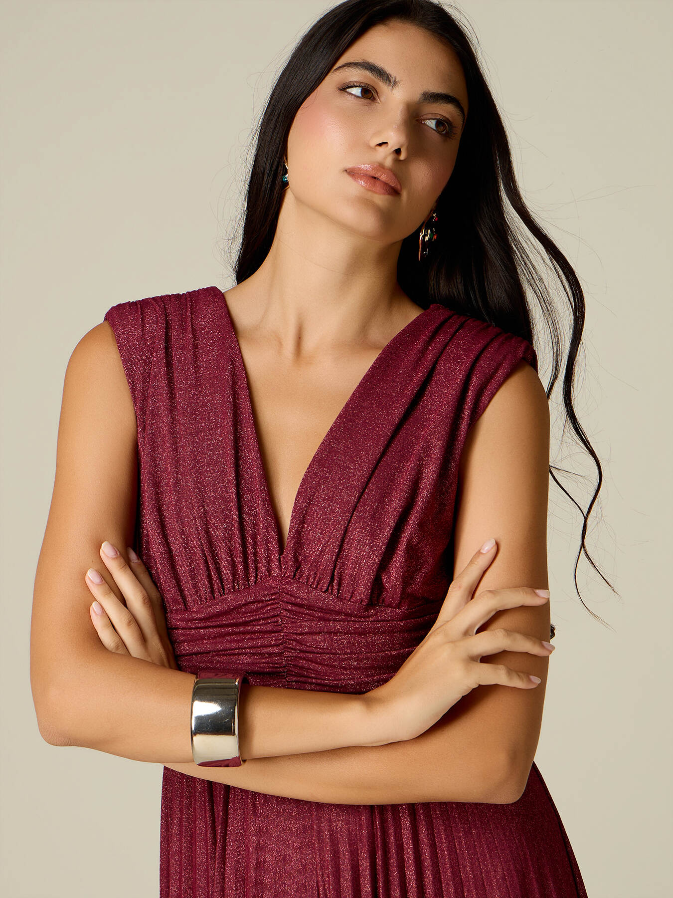 Long lurex jersey dress image number 2
