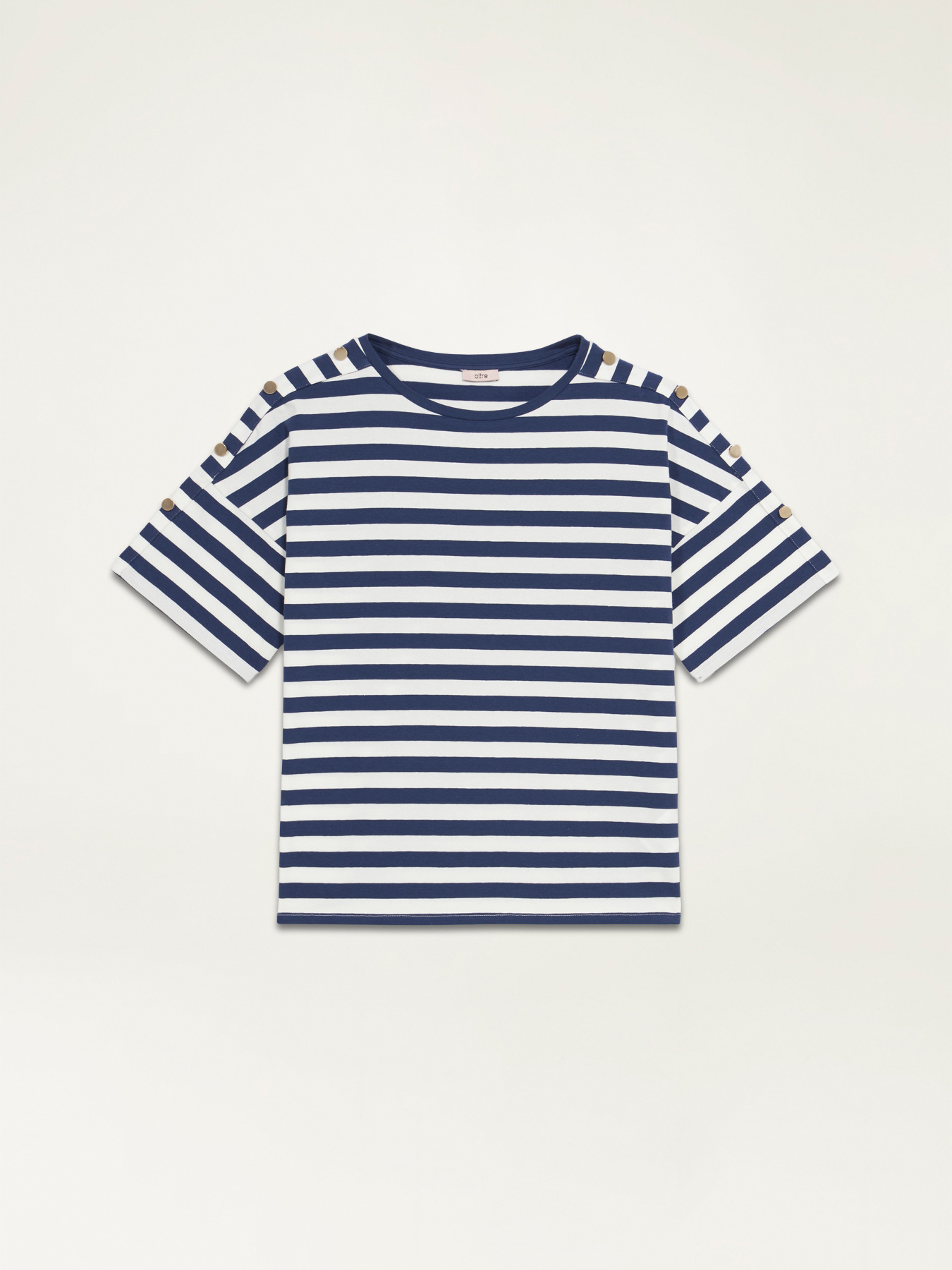 T-Shirt aus gestreiftem Baumwoll-Mischgewebe image number 3