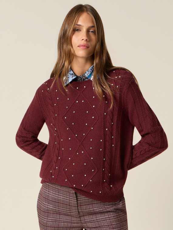 Cashmere blend sweater with bezels