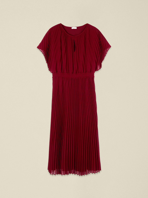 Vestito midi in georgette pliss&eacute;