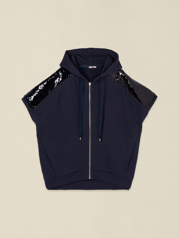 Sweat-shirt manches courtes avec paillettes