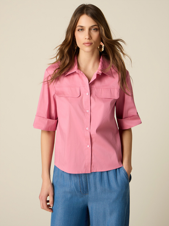 Poplin shirt with pockets