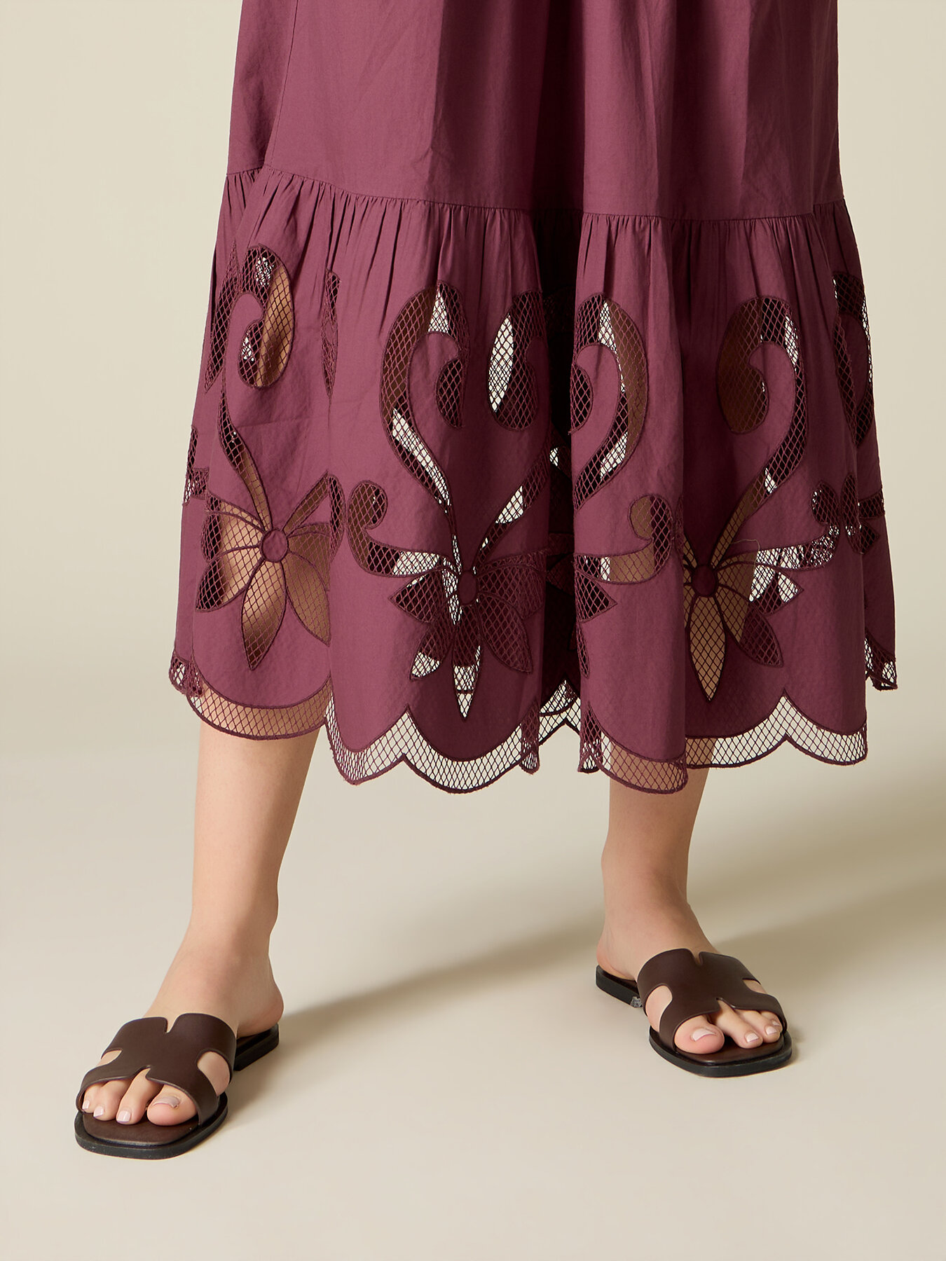 Long cotton dress with openwork details image number 2