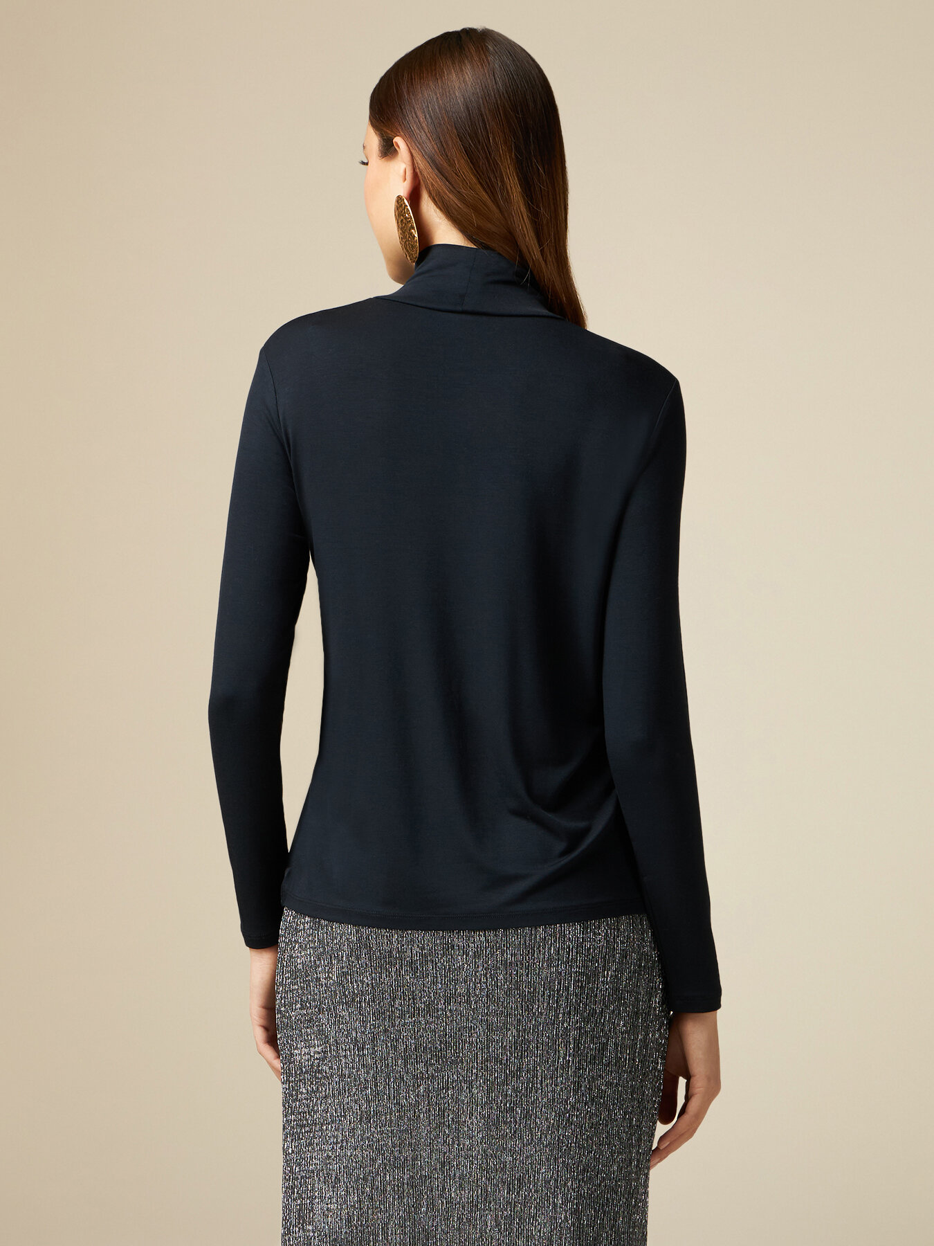 Turtleneck with satin insert image number 1