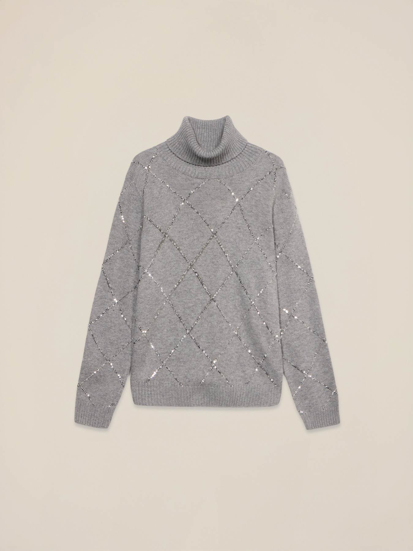 Jersey de cuello alto mezcla cashmere con lentejuelas image number 3