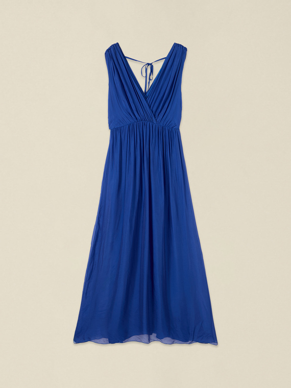 Long dress in silk blend chiffon