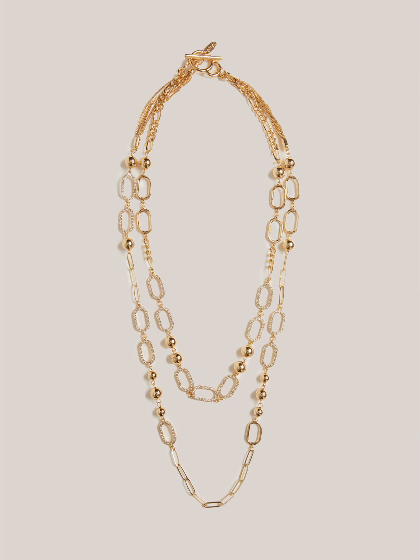 Double-strand necklace with crystal rhinestones image number 2