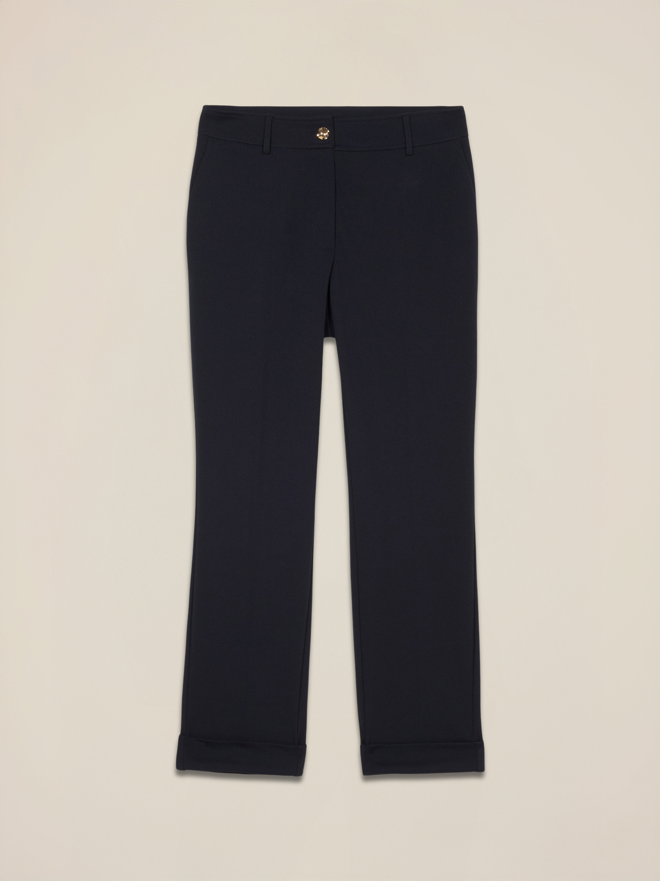 Pantalones regular en tejido scuba crep&eacute; image number 4