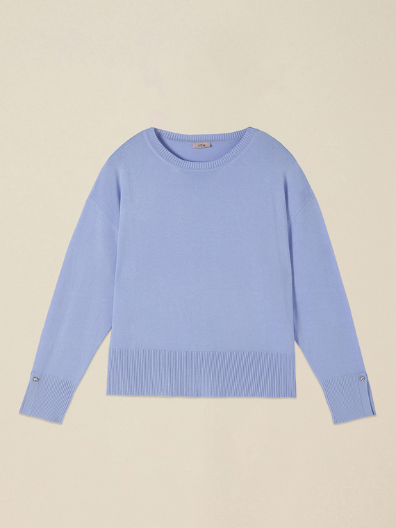 Viscose blend sweater with jewel buttons