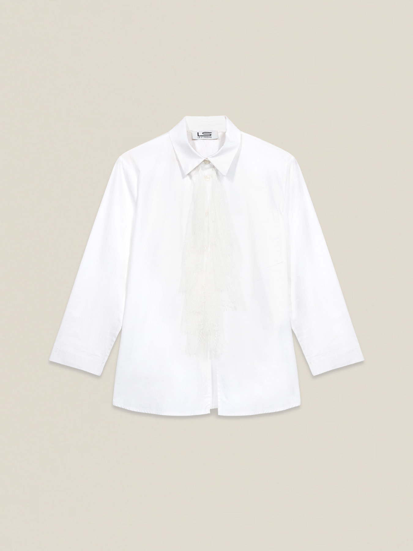 Camicia oversize in cotone con pizzo image number 3