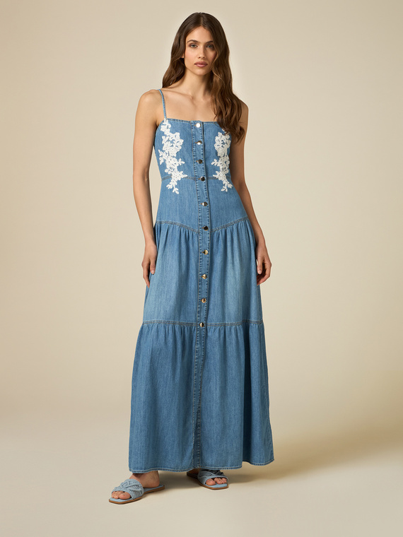 Denim dress with embroidery