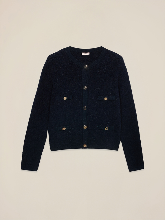 Short cardigan with jacket effect