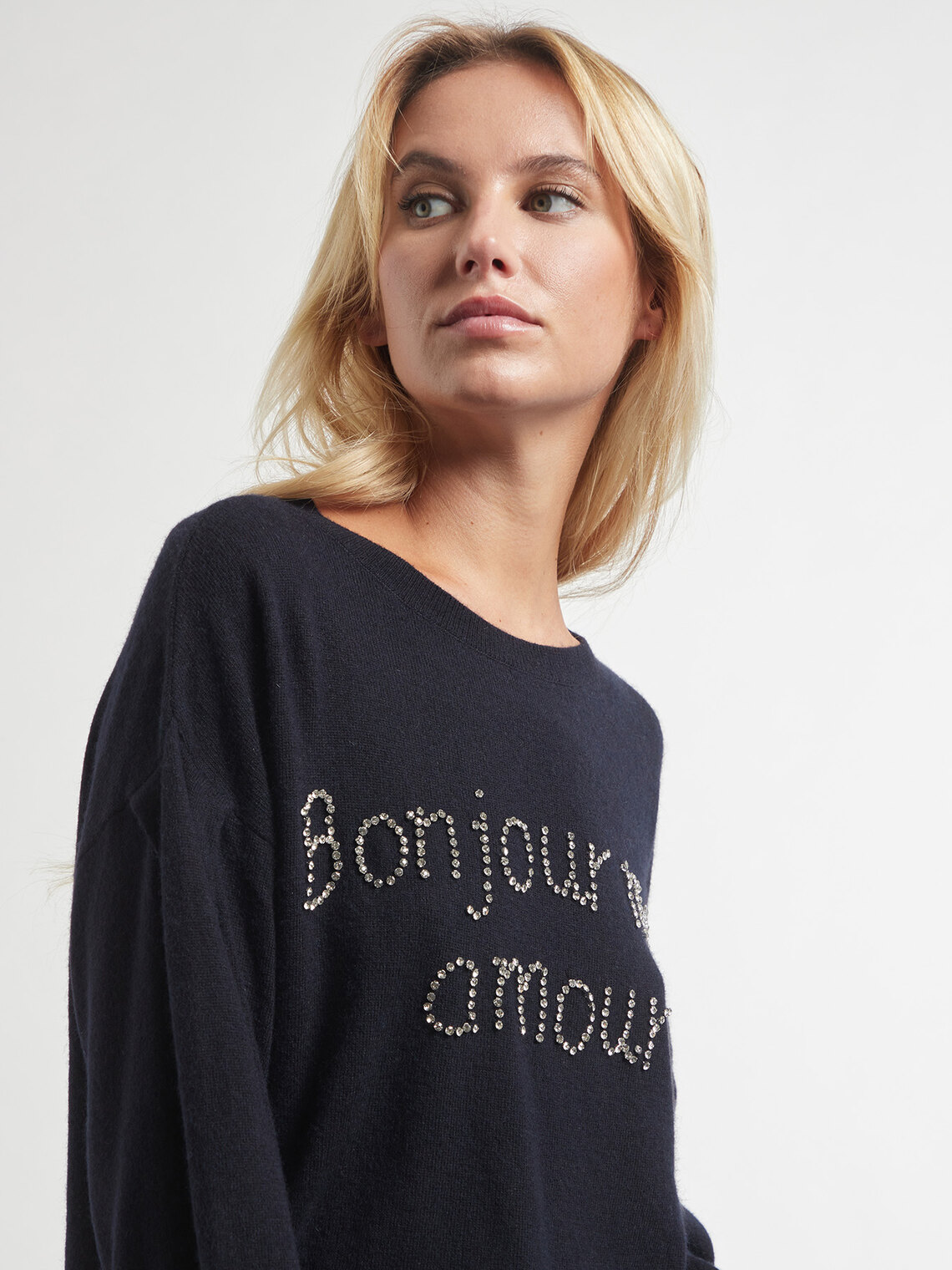 Sweater with jewel embroidery - Oltre.com - PL