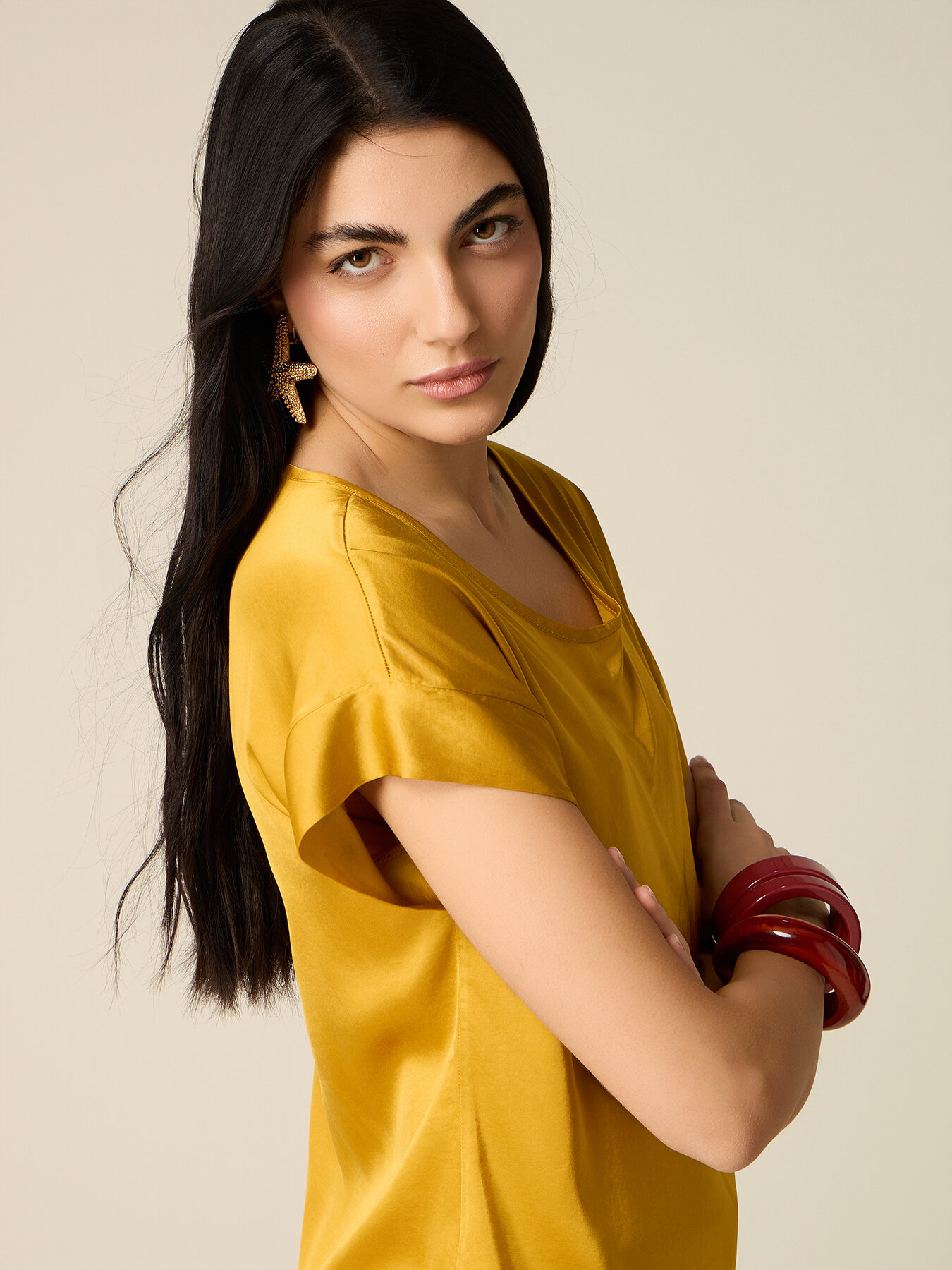 Bluză din satin de v&acirc;scoză image number 2