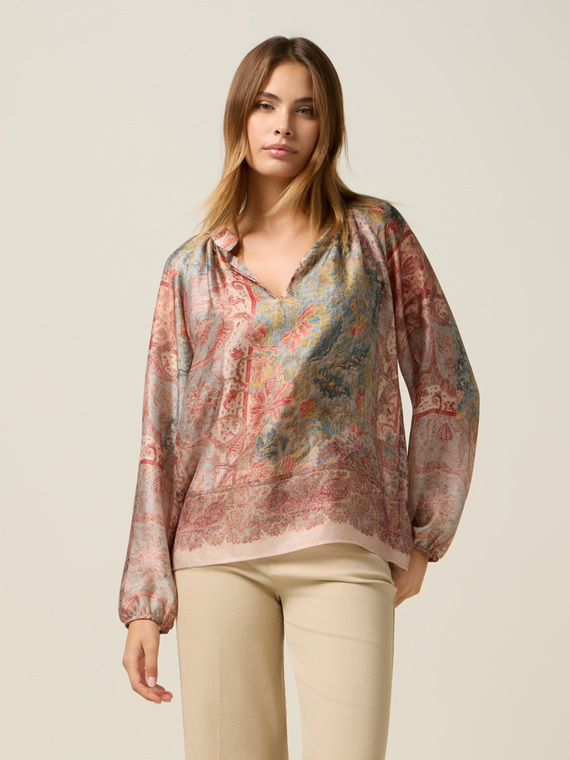 Paisley print voile blouse