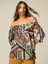 Blusa off-shoulders de muselina estampada image number 0