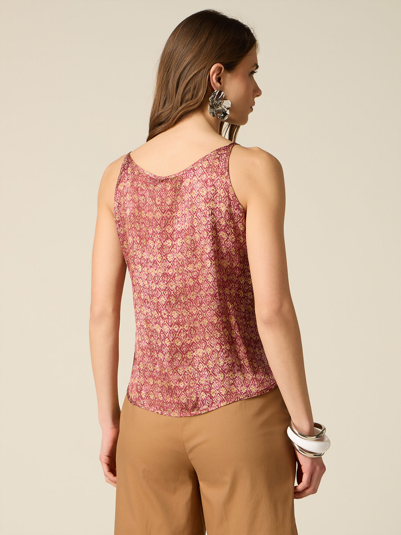 Patterned viscose satin top image number 1
