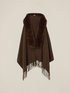 Poncho with fringes and plush trim image number 1