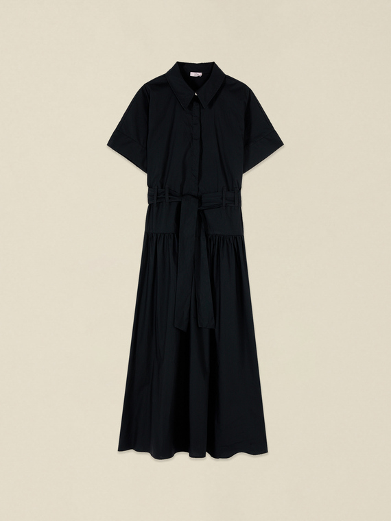 Hemdblusenkleid aus Popeline mit Bindeg&uuml;rtel