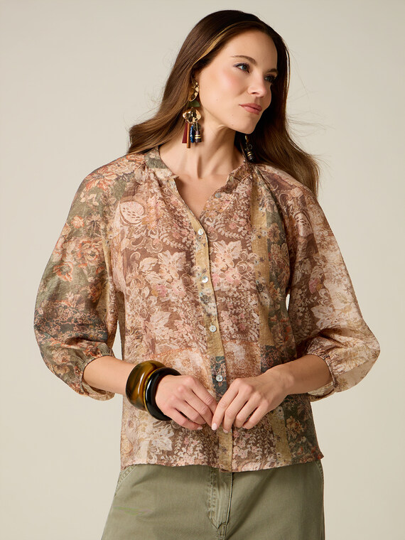 Bluse aus Lyocell-Mix mit Muster