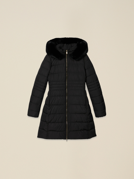 Midi down jacket with hood