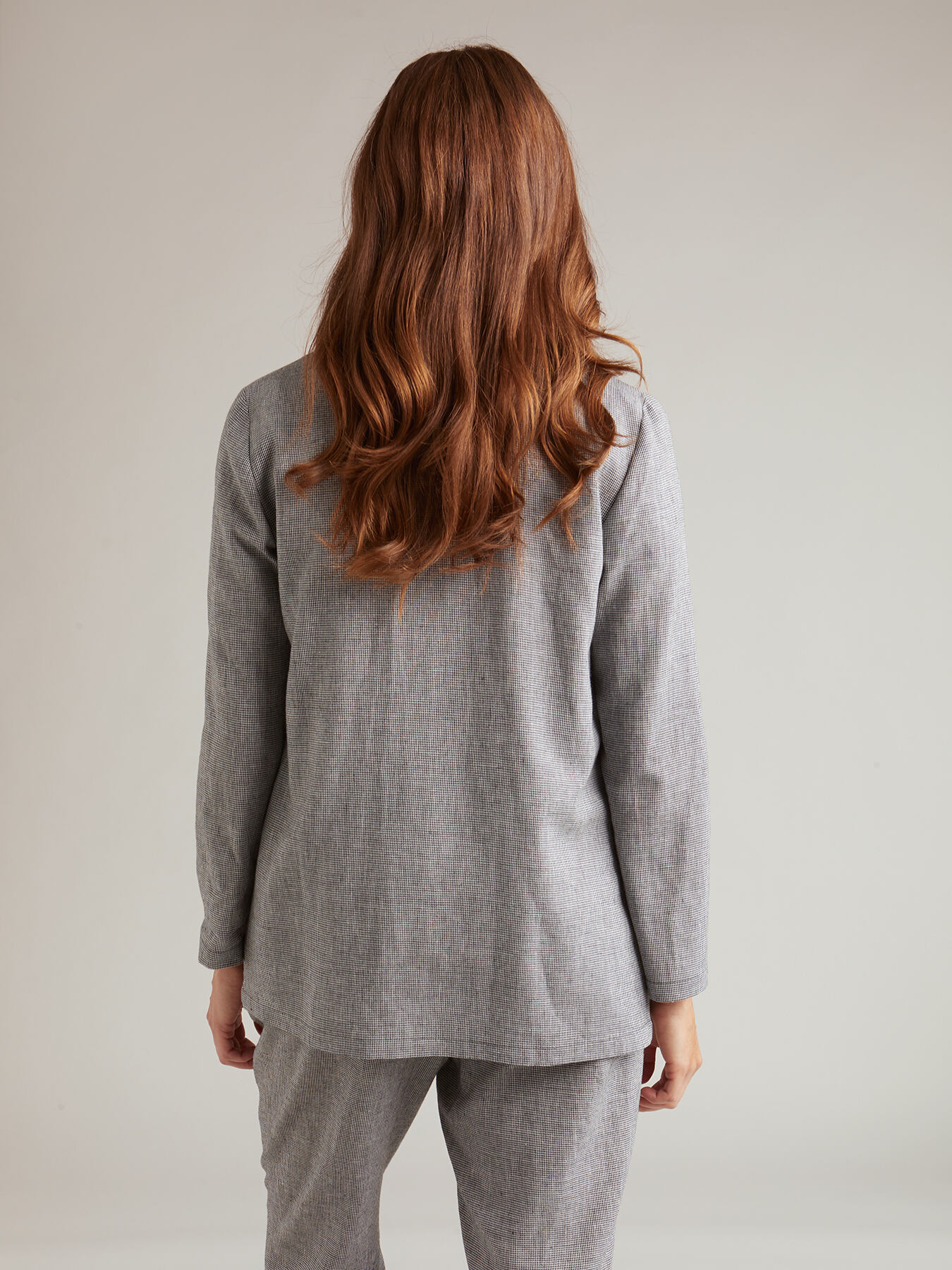 Linen blend houndstooth blazer image number 1