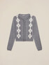 Cardigan din l&acirc;nă/caşmir cu monturi și motiv argyle image number 3