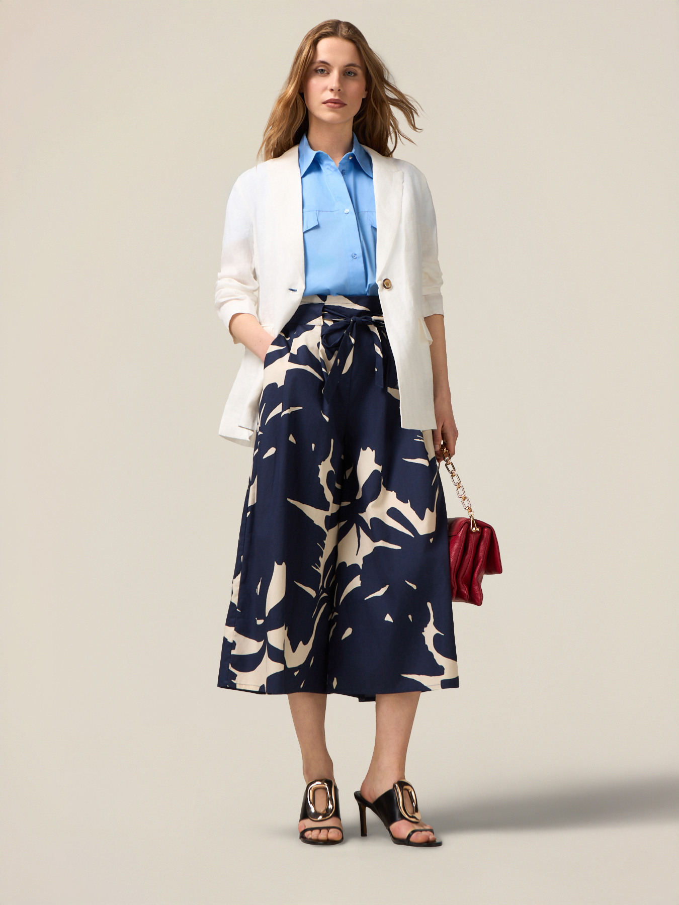 Cotton patterned culottes image number 0