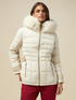 Fitted down jacket with furry edge and inserts image number 0