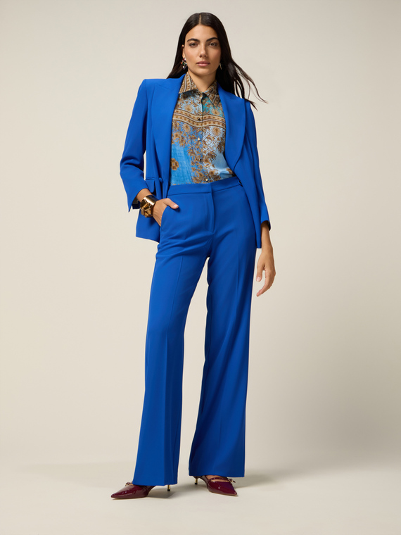 Wide-leg palazzo pants in crepe fabric