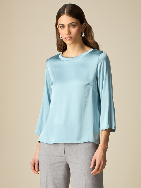 Three-quarter sleeve satin blouse