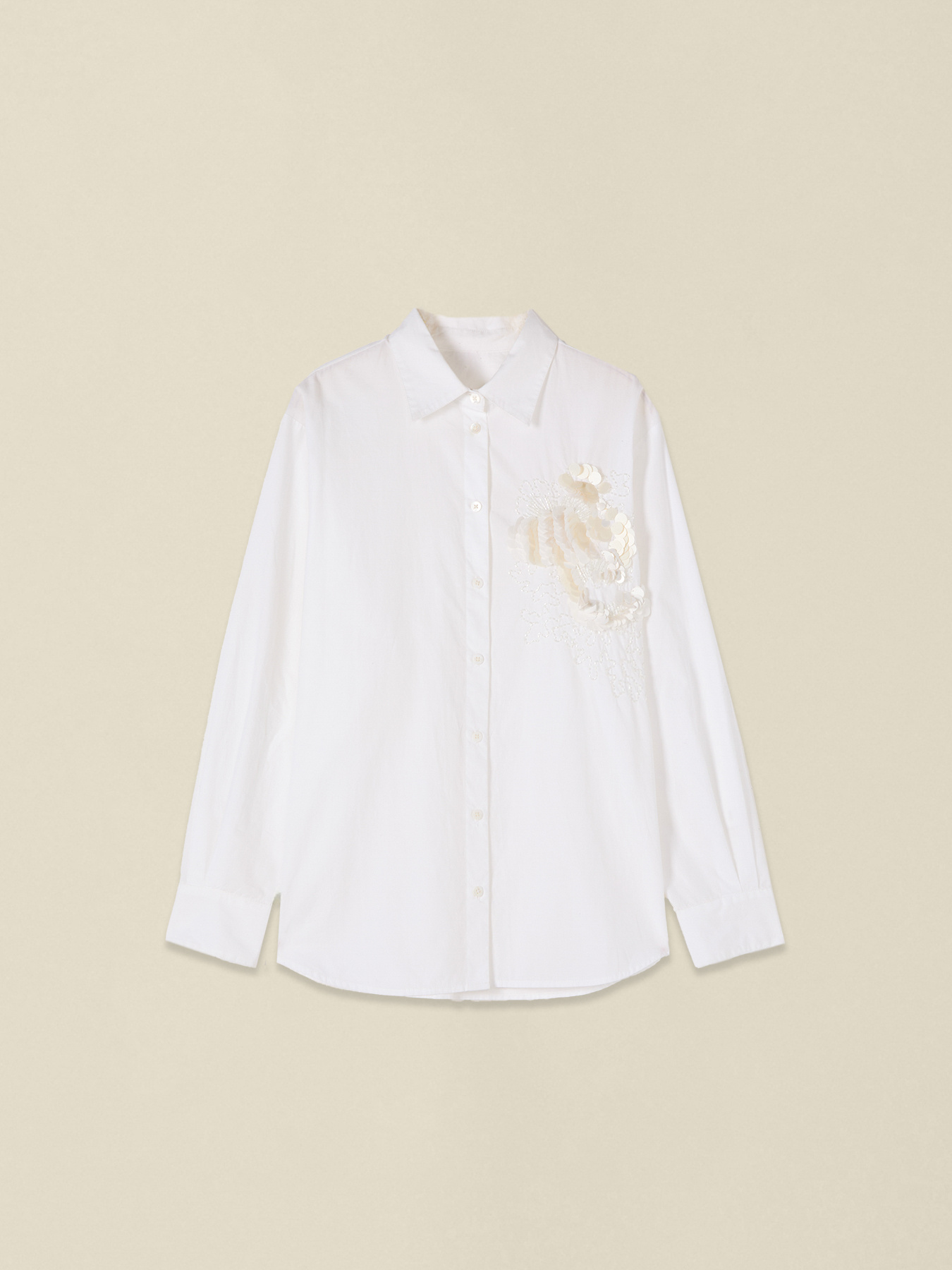 Cotton shirt with floral embroidery image number 4
