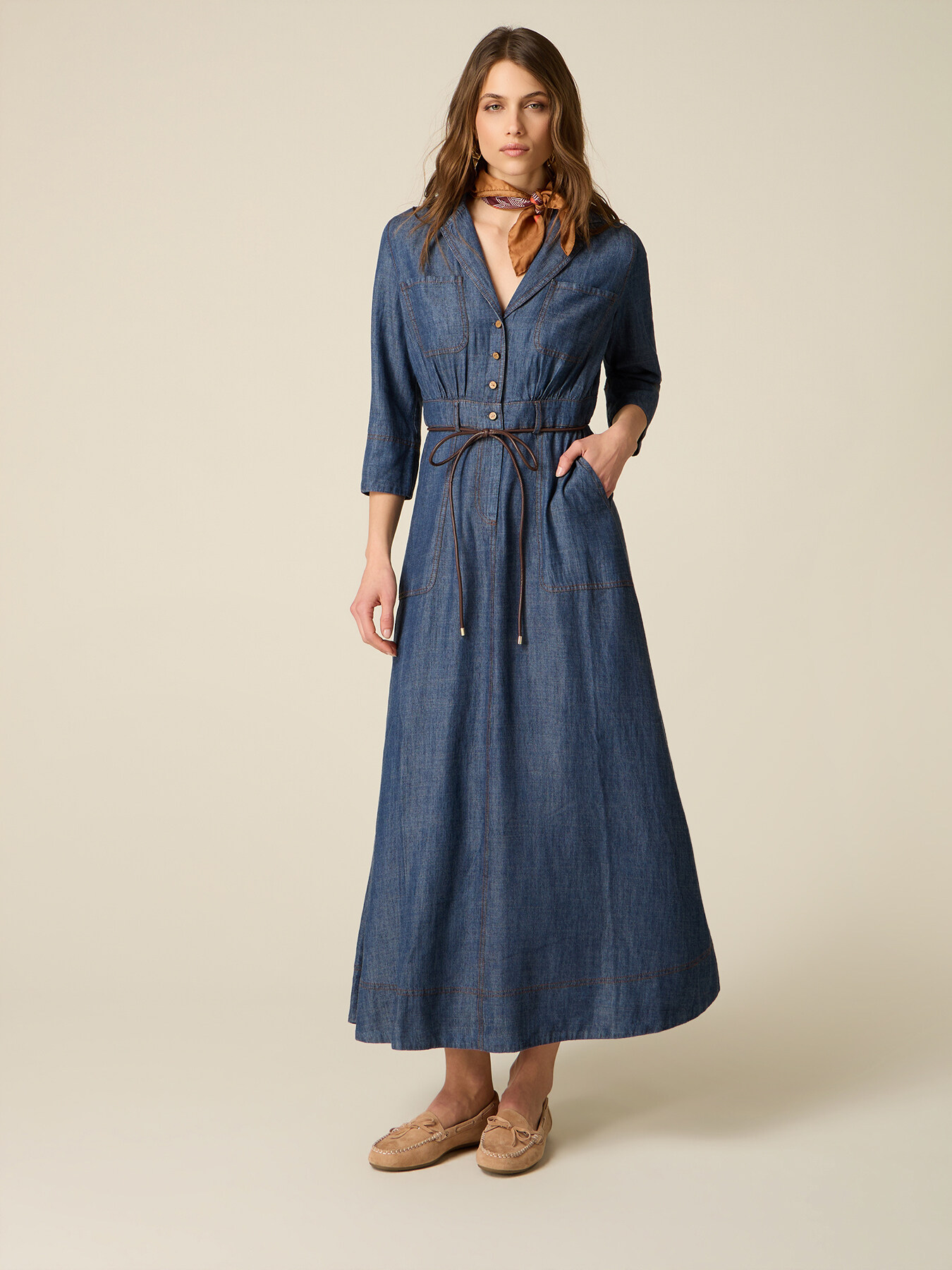 Rochie lungă cu efect denim image number 0