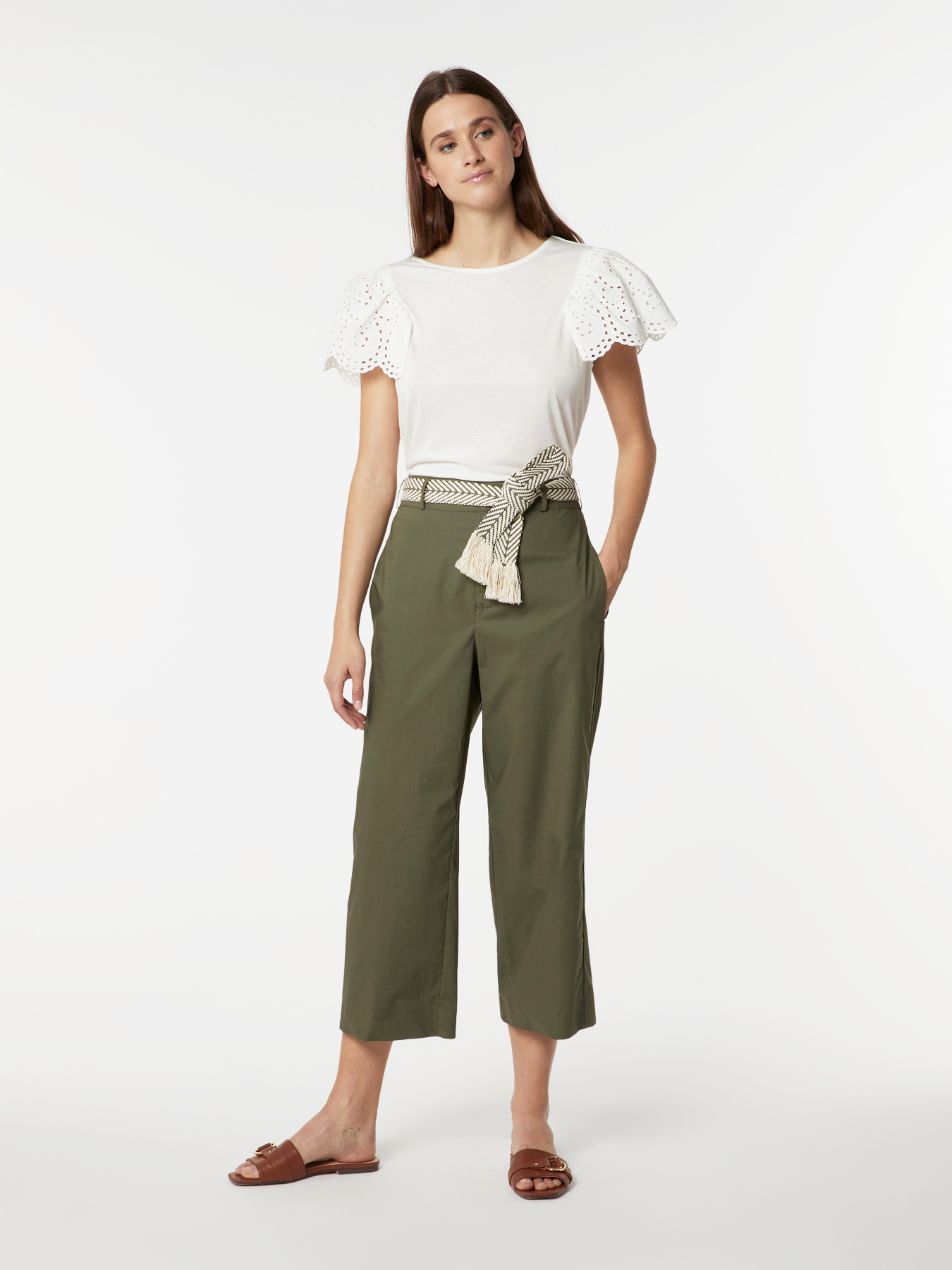 Cropped cotton trousers image number 0