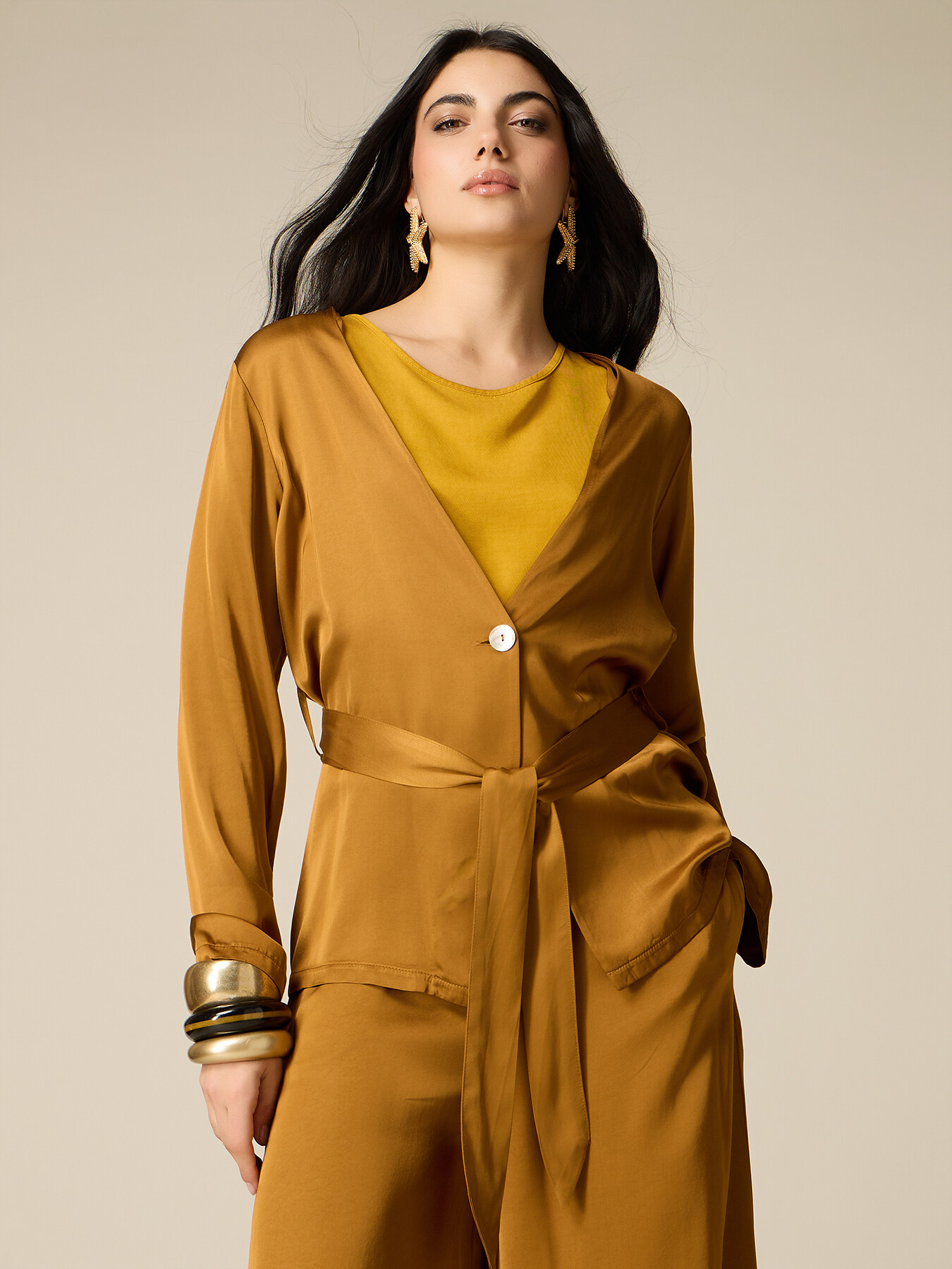 Unstrukturierte Jacke aus Viskose-Satin image number 0