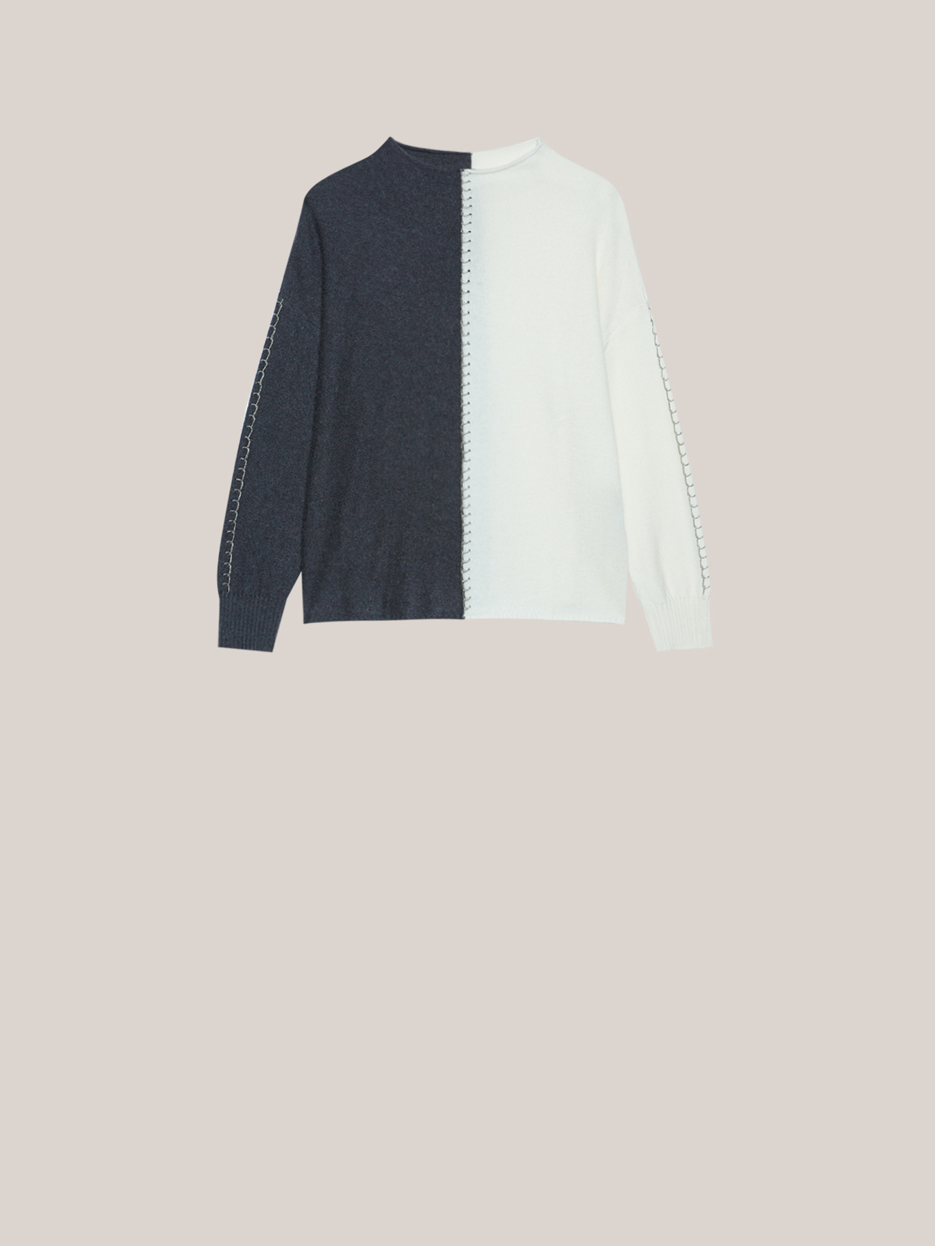 Jersey bicolor con mezcla de lana image number 3