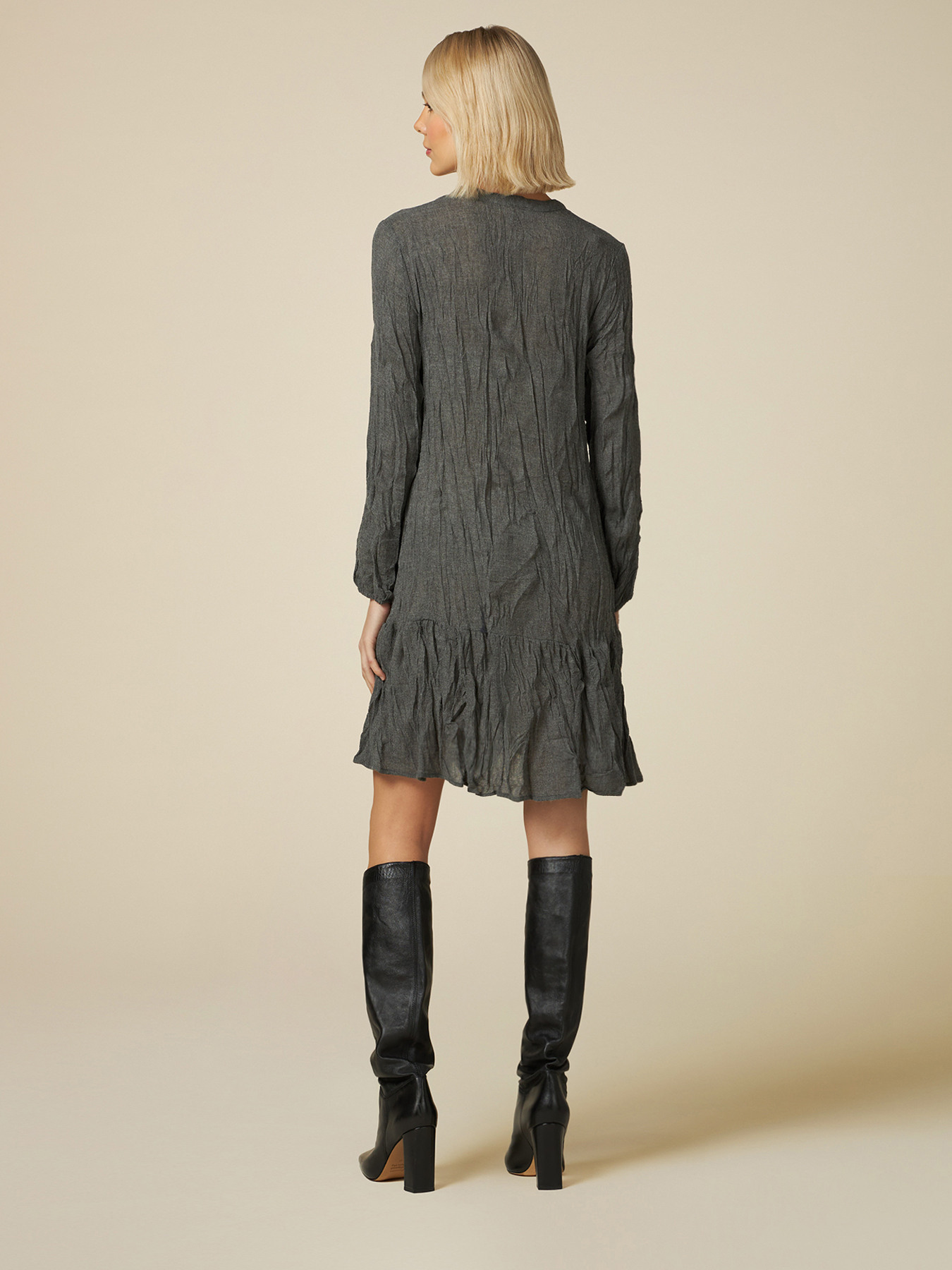 Kleid aus zerknitterter Wollmisch-Gaze image number 1