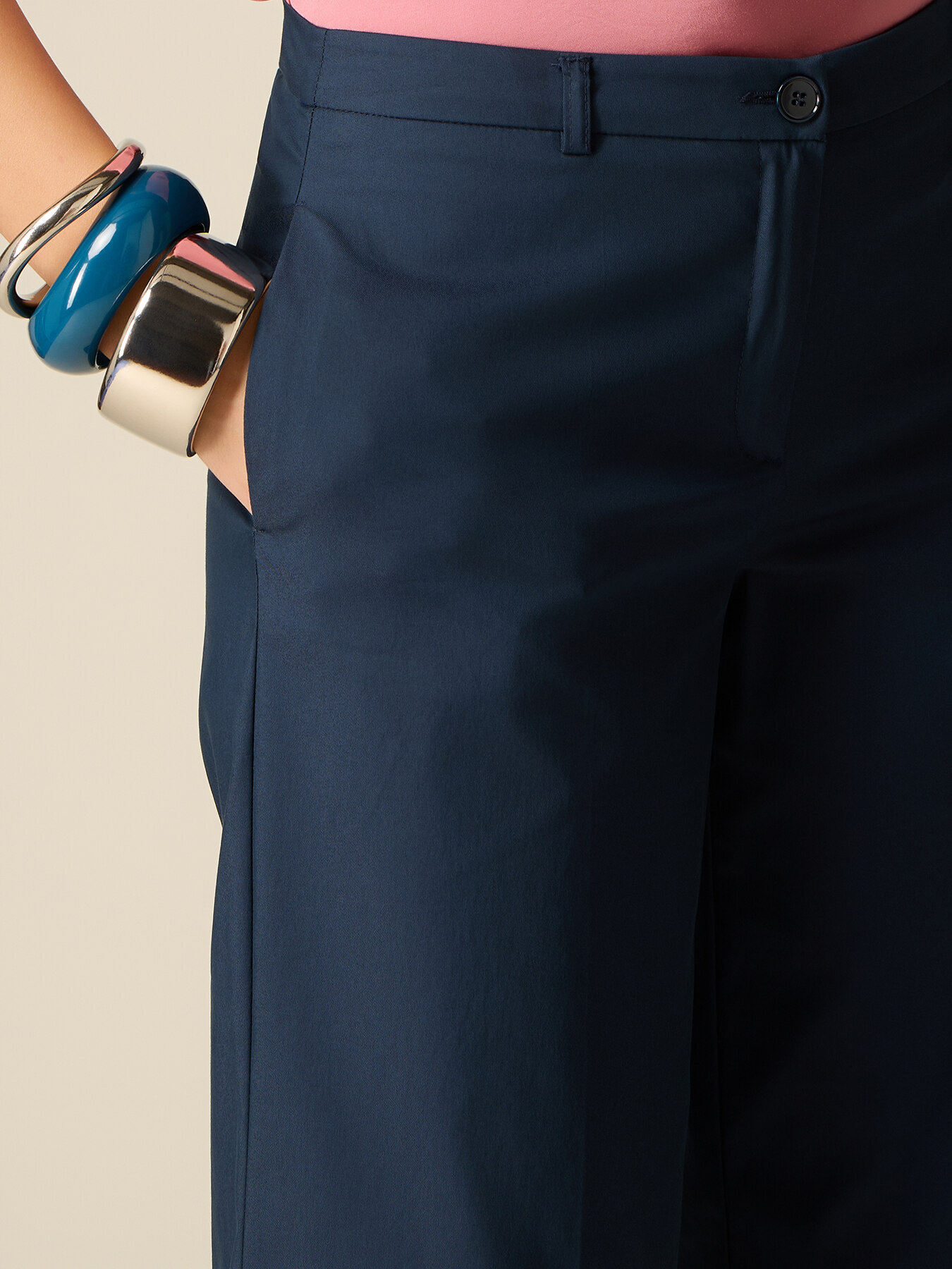 Cotton blend cropped trousers image number 2
