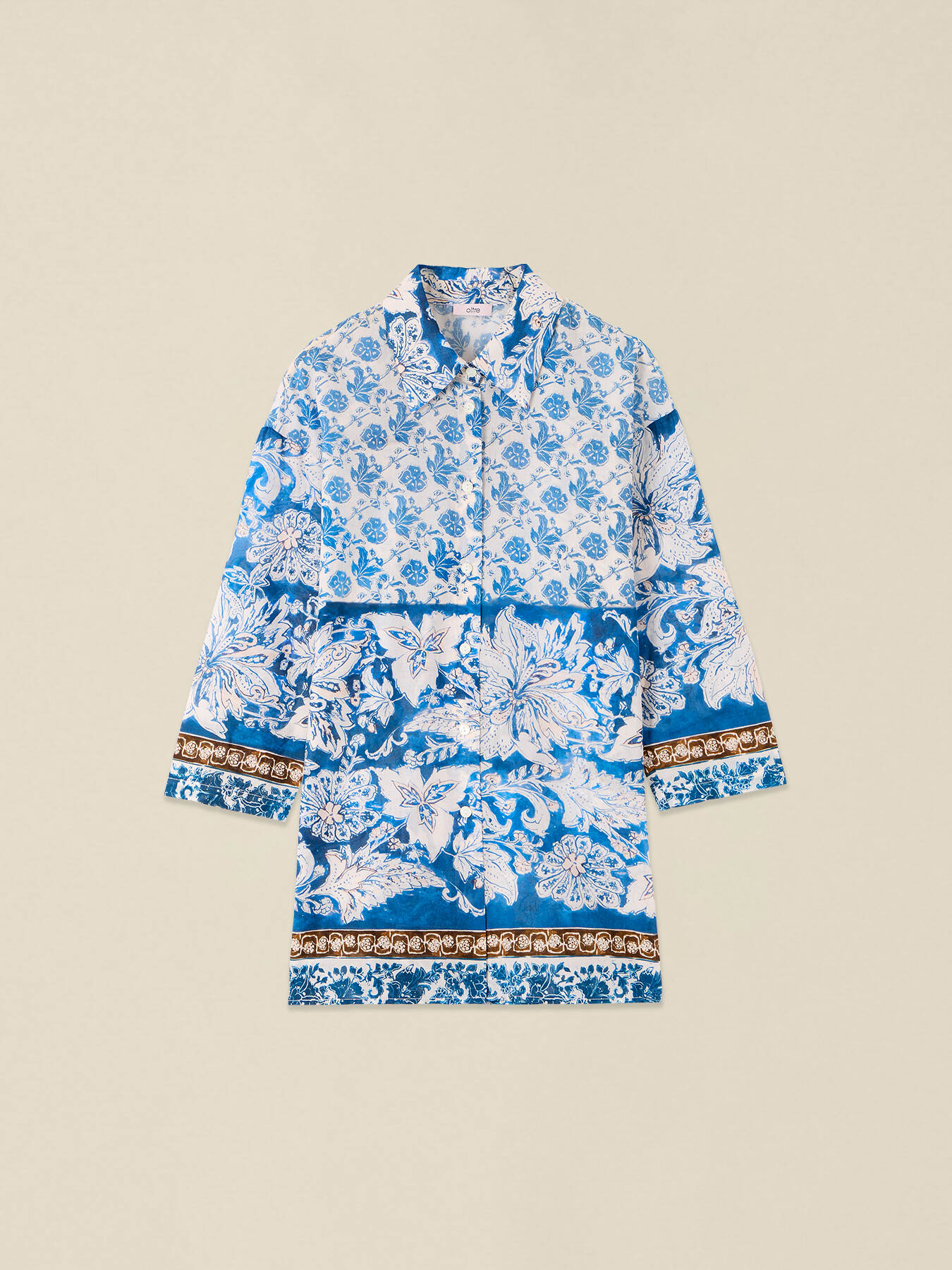 Patterned cotton muslin shirt image number 3