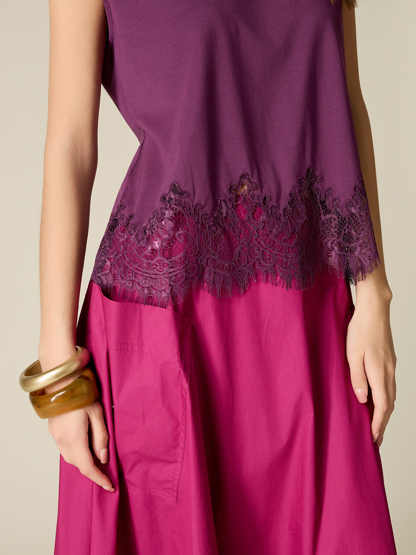 T-shirt with lace insert image number 2