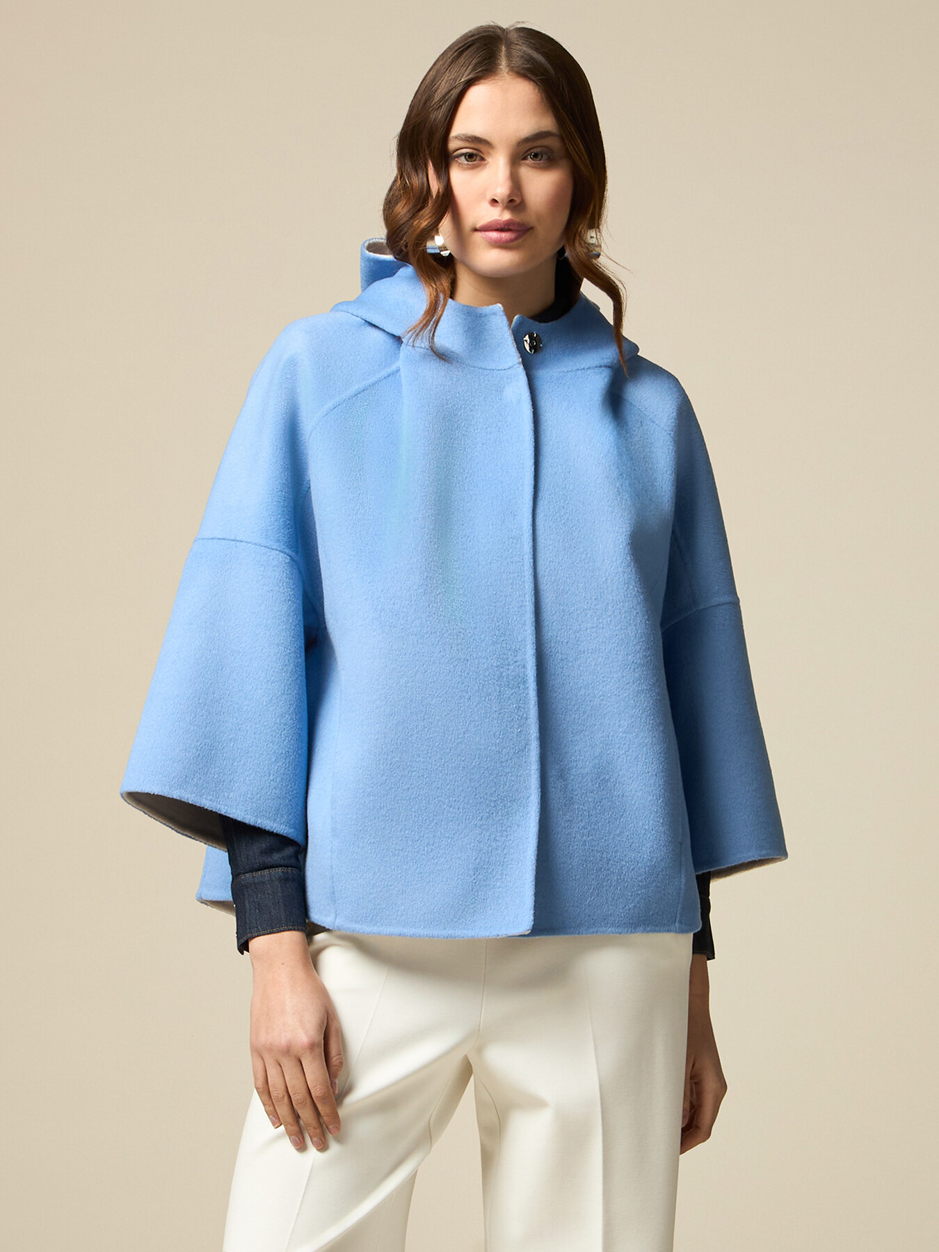 Wool blend cloth cape image number 0