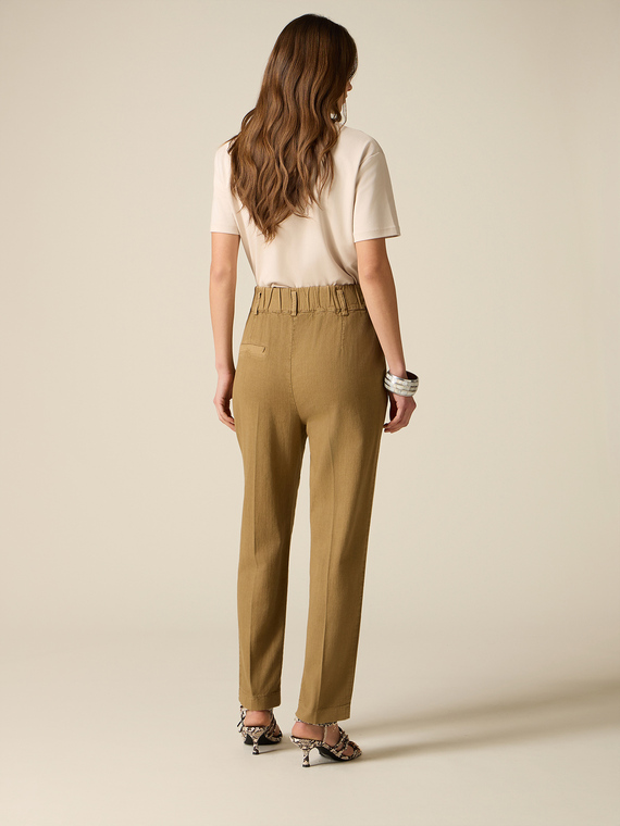 Oltre - Pantaloni Baggy Paperbag Donna, Marrone Taglia: L