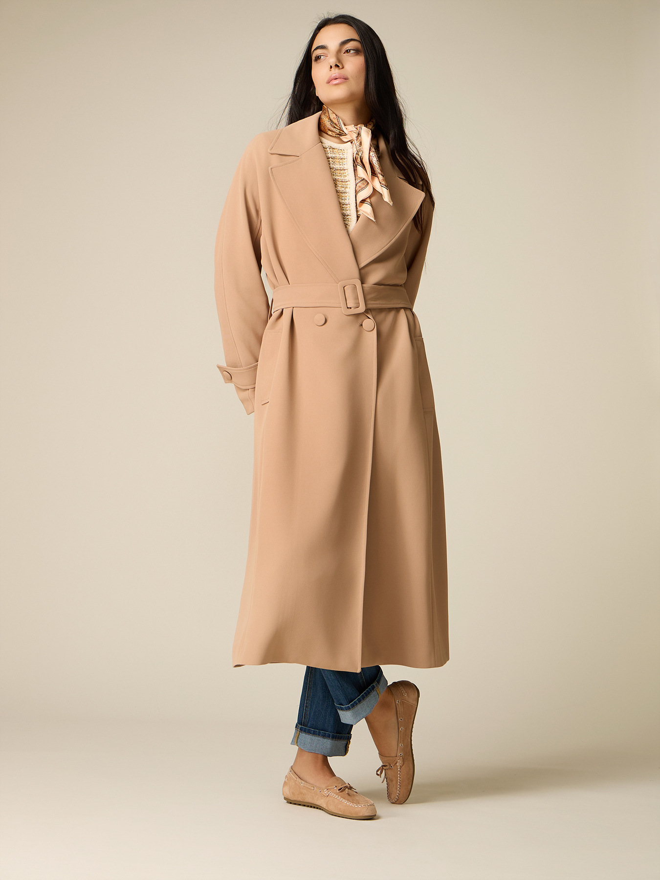 Long trench coat with belt image number 0