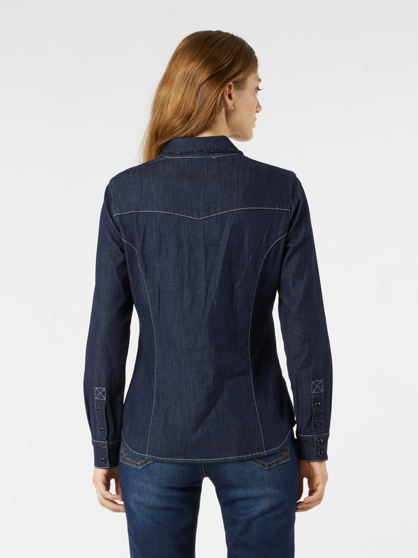 Camicia in denim con tape gioiello image number 1