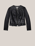 Short leather-effect jacket with ruffle image number 3