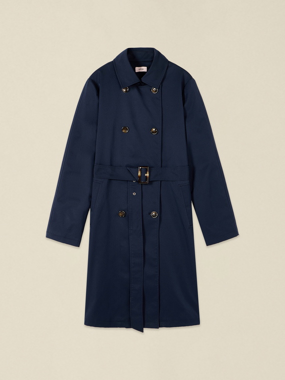 Double-breasted trench coat with belt