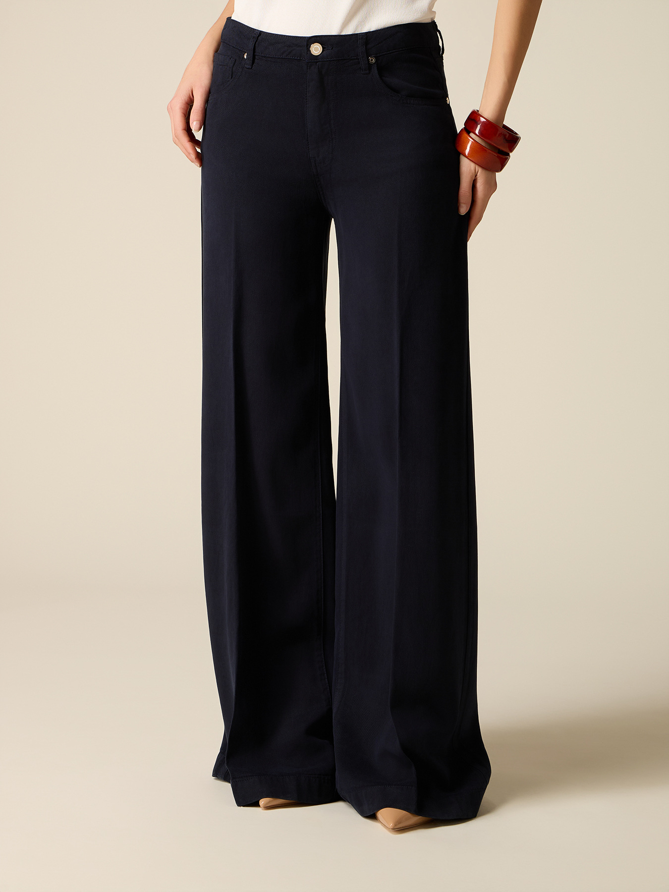 Pantalon palazzo en tencel image number 3