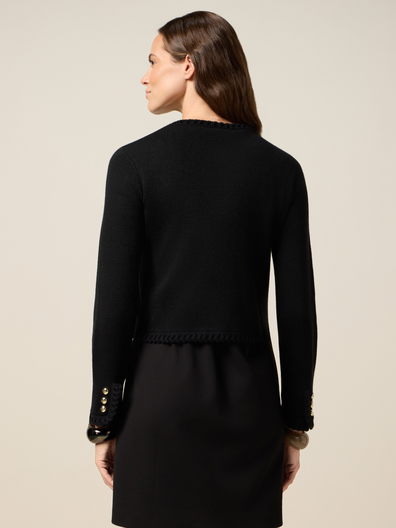 Knitted jacket with worked edges image number 1