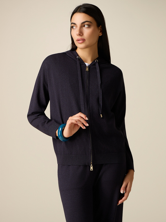 Lurex knit hoodie